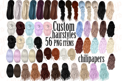 Custom Hairstyles Clipart,Hair clipart, Womans Hair Clipart