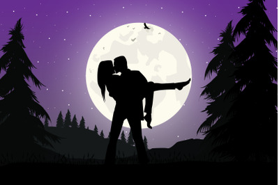 silhouette of couple in love, simple vector illustration