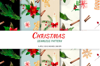 Watercolor Christmas Seamless Pattern