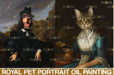 Royal Pet Portrait templates vol.12, Digital pet art, Pet painting