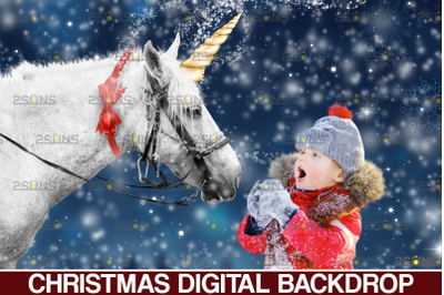 Christmas unicorn backdrop &amp;amp; Christmas overlay&2C; Majestic Unicorn