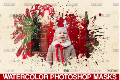 Christmas overlay &amp; Watercolor overlay, Photoshop overlay, Christmas