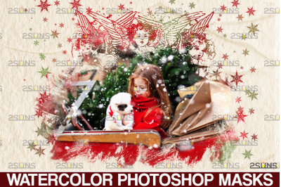 Christmas overlay &amp; Watercolor overlay, Photoshop overlay, Watercolor