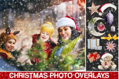 Snow overlay &amp;amp; Christmas overlay&2C; Photoshop overlay&2C; Gift box overlays