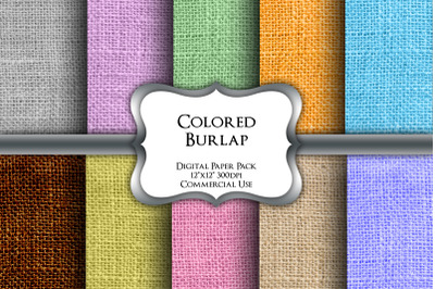 Coloured Burlap Digital Paper Pack