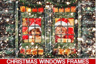 Christmas window overlay &amp; Christmas overlay, Photoshop overlay