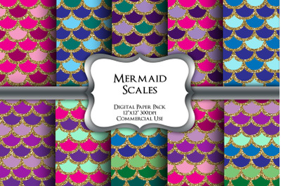 Glitter Mermaid Scales Digital Paper Pack