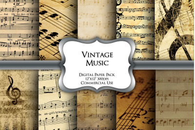 Vintage Music Digital Paper Pack