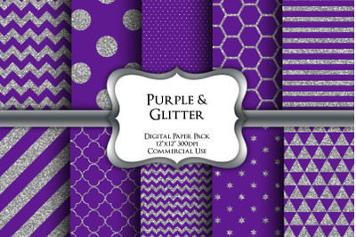 Purple Glitter Digital Paper Pack