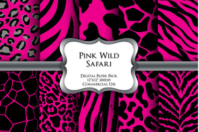 Hot Pink Wild Safari Digital Paper Pack
