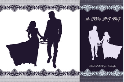 Bride and groom. Silhouette. SVG