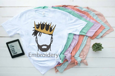 Embroidery Black King Man Life Respect Boss Kingdom Afro 10nb