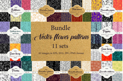 A bundle of floral contoured seamless patterns.
