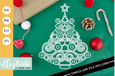 Christmas Tree Mandala SVG | Christmas Tree Foil Quill | Festive