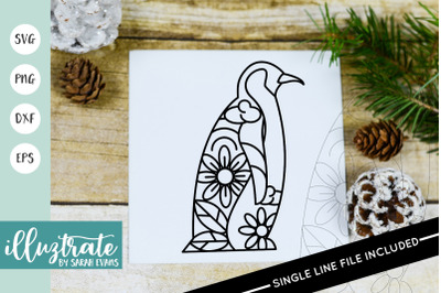 Christmas Penguin Mandala SVG | Christmas Penguin Foil Quill | Festive