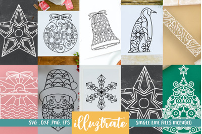 Christmas Mandala Bundle | Christmas Foil Quill Design | Christmas SVG