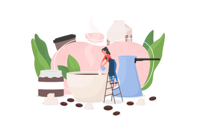 Barista flat concept vector illustration