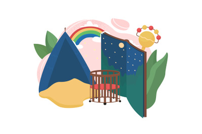 Babysitter flat concept vector illustration
