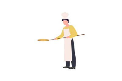 Pizza maker flat color vector faceless character