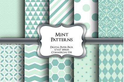 Mint Patterns Digital Paper Pack