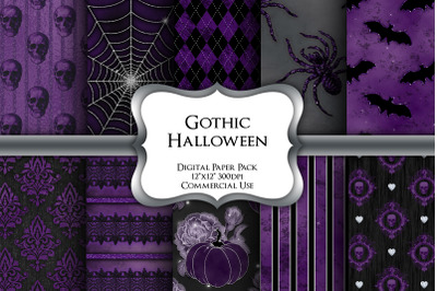 Purple Halloween Digital Paper Pack