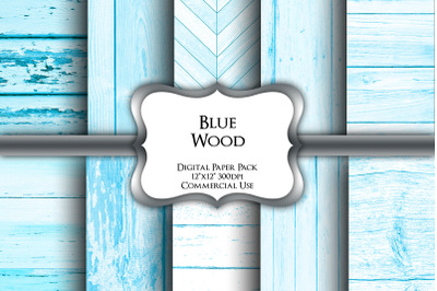 Blue Wood Digital Paper Pack