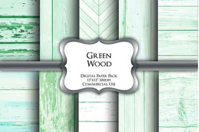 Green Wood Digital Paper Pack