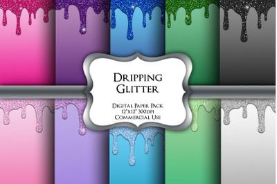 Dripping Glitter Digital Paper Pack