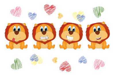 cute lion animal cartoon, simple vector illustration