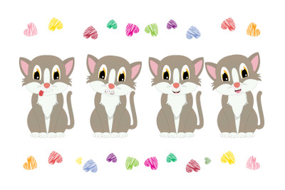 cute cat animal cartoon, simple vector illustration