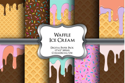 Waffle Ice Cream Digital Paper Pack