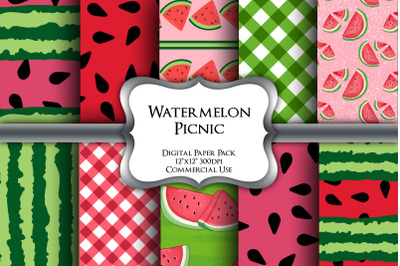 Watermelon Picnic Digital Paper Pack