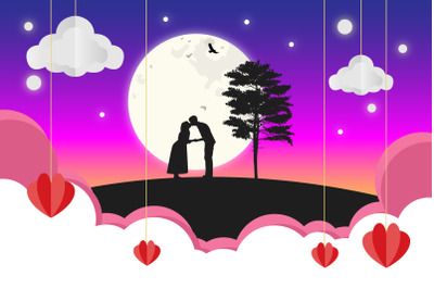 couple in love silhouette&2C; simple vector illustration