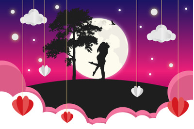 couple in love silhouette&2C; simple vector illustration