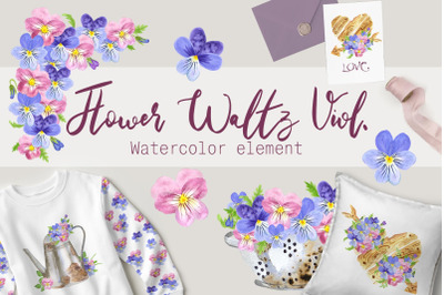Flower Waltz Viol.Watercolor element
