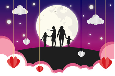 family silhouette, simple vector illustration