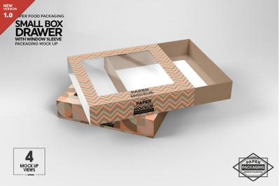 Small Box Drawer with Window Sleeve Packaging Mockup