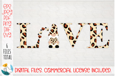 Valentines gnomes SVG. Valentines day leopard SVG. Love cheetah DXF,