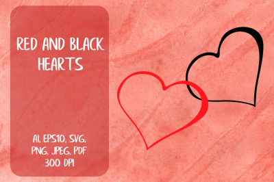 Valentines Red and Black Heart SVG