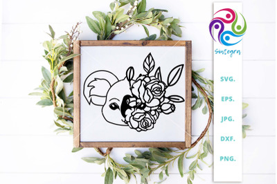 Koala floral svg, Koala Bear Svg