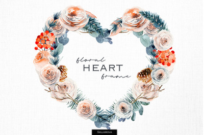 Vintage floral heart frame