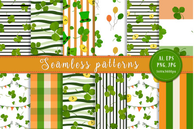 Set of seamless backgrounds. St.Patrick &#039;s Day