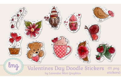 Valentines Day Watercolor Sticker Clipart