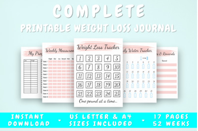 Printable Weight Loss Journal - 17 Pages