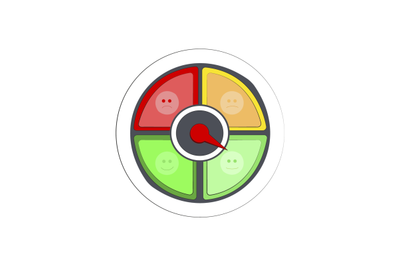 Credit rate indicator with colored mood smile