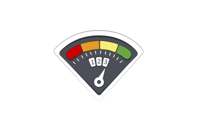 Gauge credit infographic, finance rate good, high level score