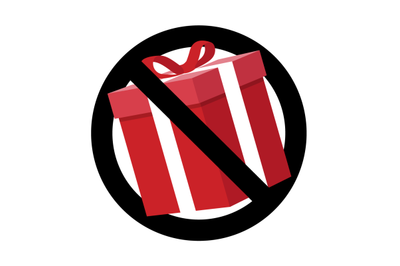 Ban gift symbol, no present for birthday and christmas