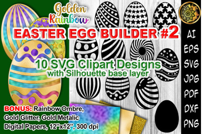 Golden Rainbow Easter Egg Builder SVG Layered Clipart 2