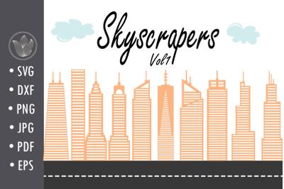 Skyscrapers Svg cut file&2C; Clouds cut file&2C; sublimation design&amp;nbsp;