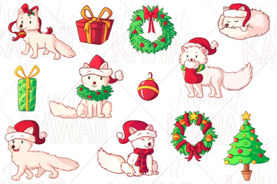 Arctic Fox Christmas Clip Art